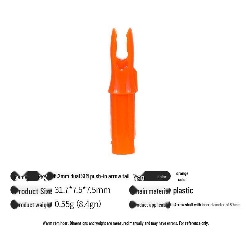 Multicolor Anti-Nail Plastic Arrow Nock with Inner Insert and Outer Wrap, Various Specifications Available.