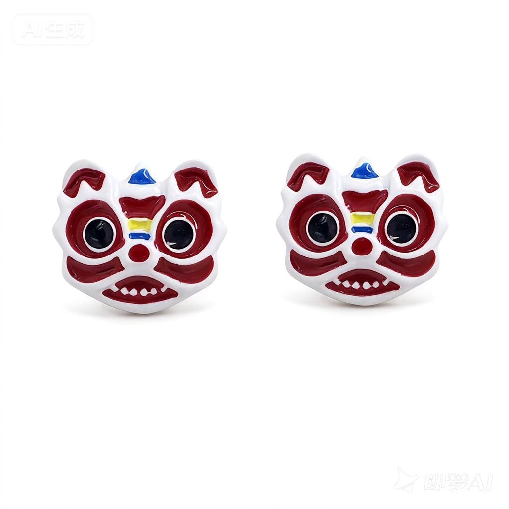 Lion Dancing Earrings New Chinese-style earrings suitable for Chinese New Year wear Spring Festival red wind festive earrings Versatile earrings