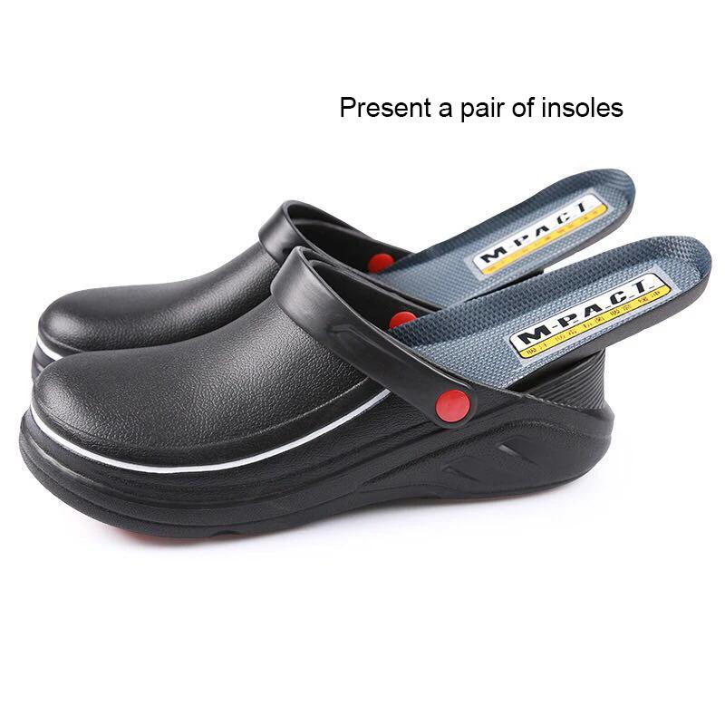 Unisex Slippers Non-slip Water-proof Oil-proof Kitchen Work Chef Shoes Master Hotel Restaurant Non-lace Slip-on Casual Shoes