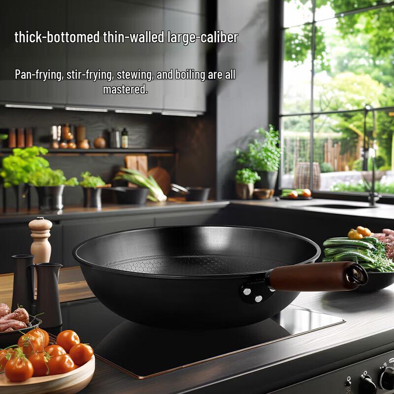 COOKER KING 32cm Wrought Iron Flat Bottom Wok