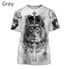The King Lion 3D Summer Fashion Casual Men's Cool Animal Short-sleeved Harajuku Hip-hop T-shirt