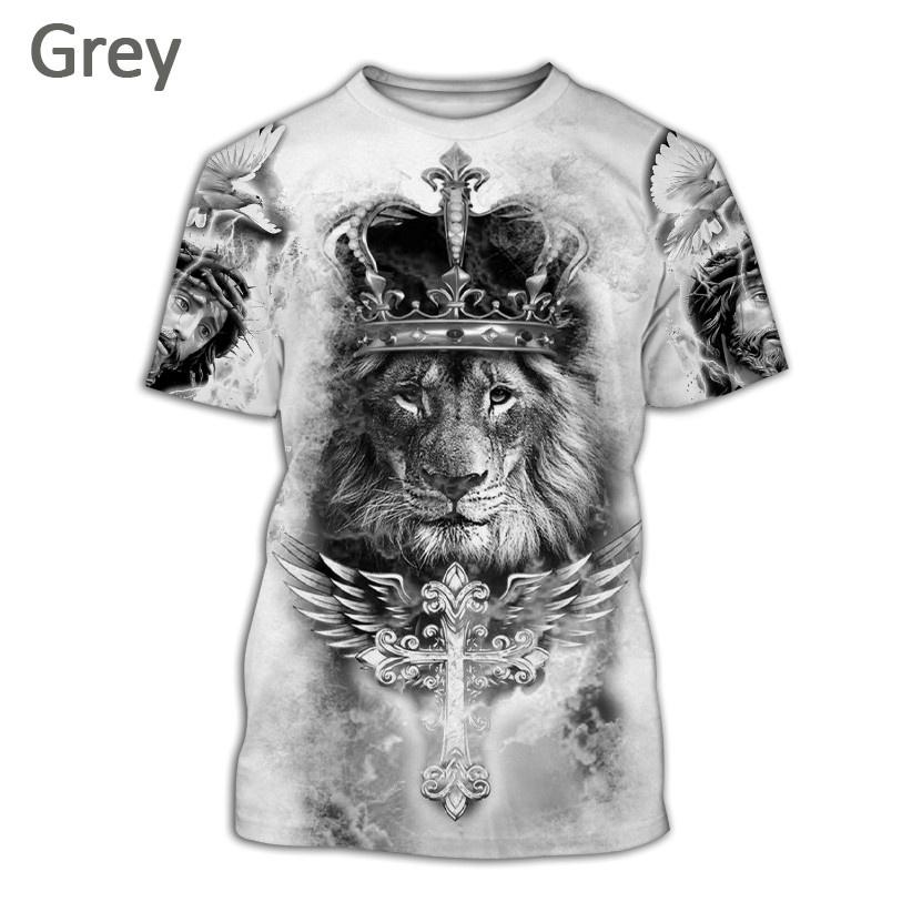 The King Lion 3D Summer Fashion Casual Men's Cool Animal Short-sleeved Harajuku Hip-hop T-shirt