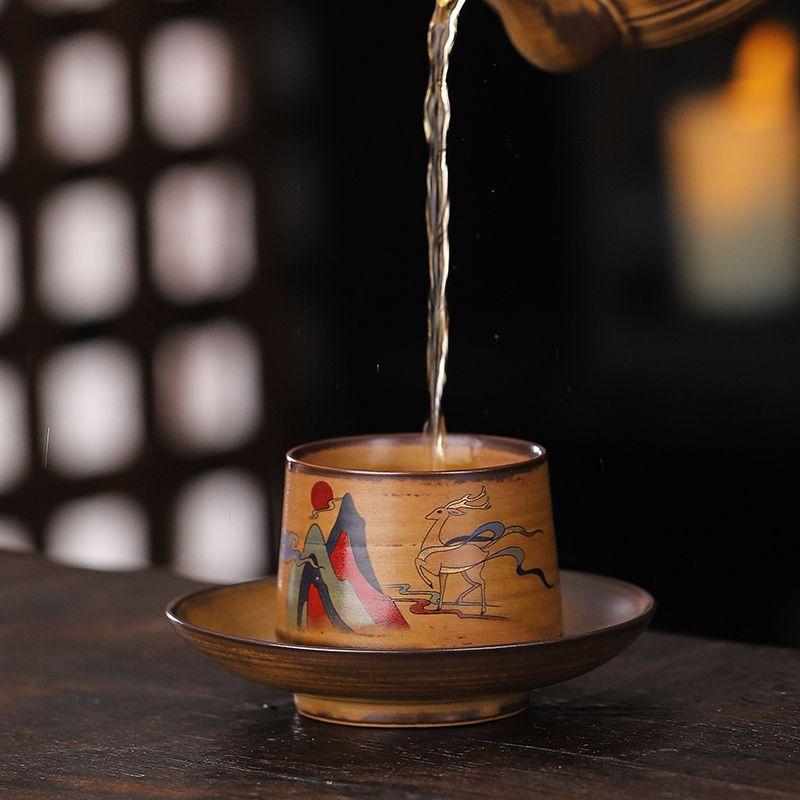 Handmade Retro Sauce Glazed Tea Cup, Tea Tasting Cup, Household Cup, Kung Fu Tea Cup, Ceramic Cup, Owner's Single Cup