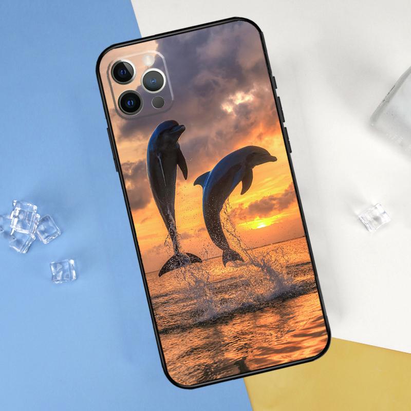 Ocean Dolphin Phone Case For iPhone 16 Pro Max 16e 12 13 Mini 11 14 15 Pro Max XR 15 16 Plus Cover Shell