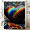 Surreal Rainbow Heart Shower Curtain - Waterproof, Mildew-Resistant, Machine Washable For Unique Bathroom Decor