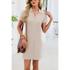 Spring Summer New Women's Solid Color Lapel Loose Short Sleeve T-shirt Dress For Amazon Europe America Cross-border Trade
