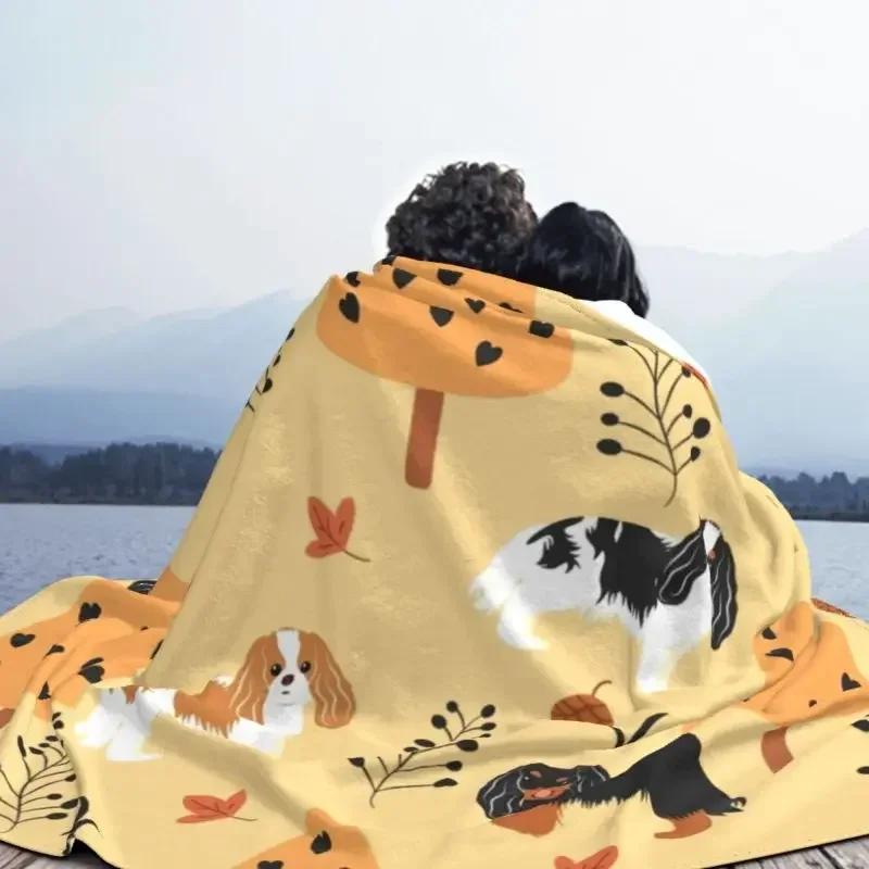 Cavalier King Charles Spaniel Blankets Warm Flannel Pet Dog In Autumn Throw Blanket for Sofa Office Bedspreads