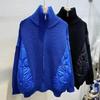 Increase the Sense of Design, Knitted Sweater Cardigan Women's Thickened Lazy Wind Splicing Autumn and Winter New Trendy