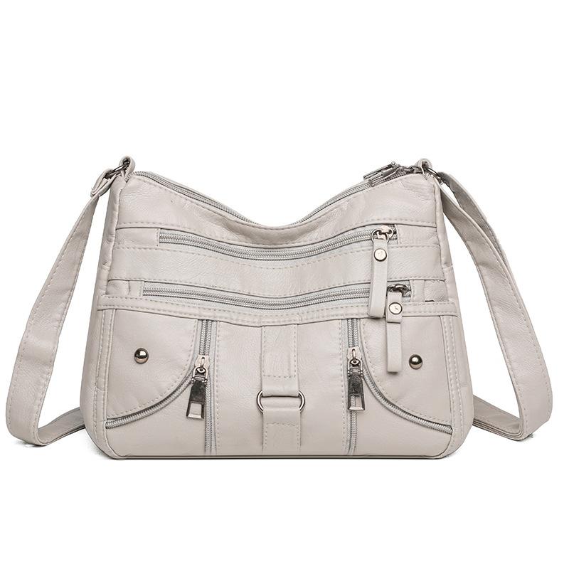 Double Layer Small Square Bag Soft Leather Mother Bag Large Capacity Single Shoulder Crossbody Bag