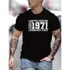 " LIMITED 1971 EDITION" Letters Print Casual Crew Neck Short Sleeve Tops For Men, Quick-drying Comfy Casual Summer T-Shirt