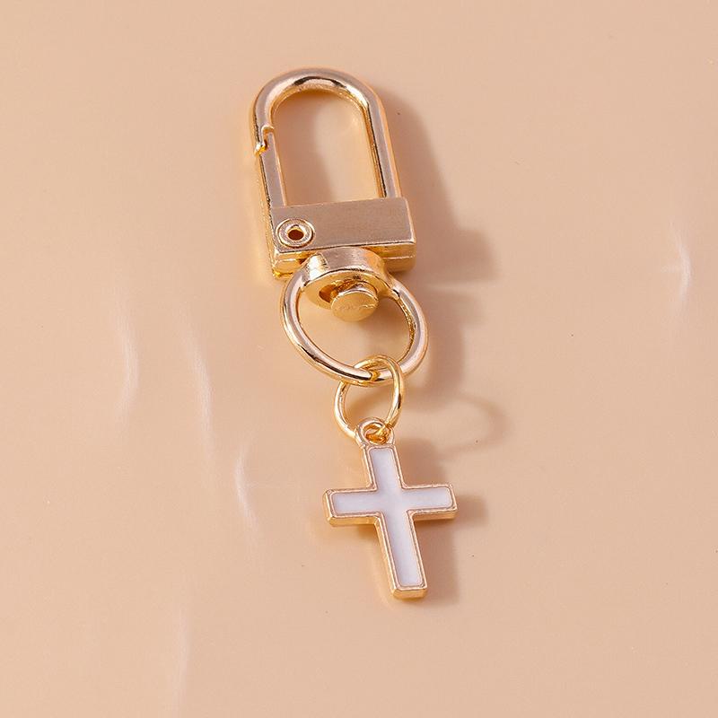 

Cute Enamel Cross Keychain Religious Key Ring Pendants for Car Key Holder Handbag Decor DIY Jewelry Gifts Accessories
