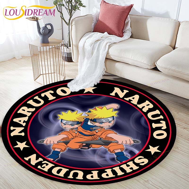 Cartoon Naruto Round Children Carpet Simplicity Animal Bunny Bee Pattern Children Flannel Carpet Baby Hand Print Carpet