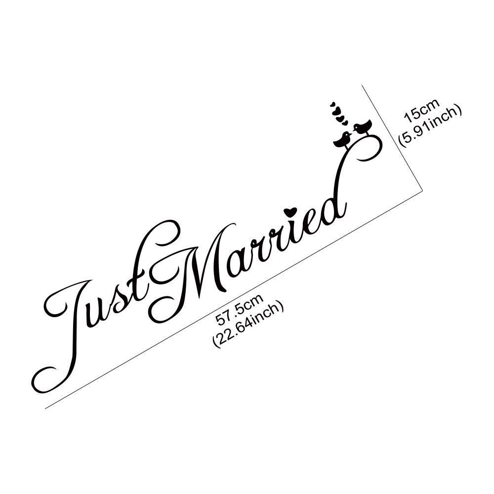 Just Married Wedding Slogan Banner Car Window Body Side Sticker Car Trunk Vinyl Decal Self-Adhesive Auto Decoration Accessories
