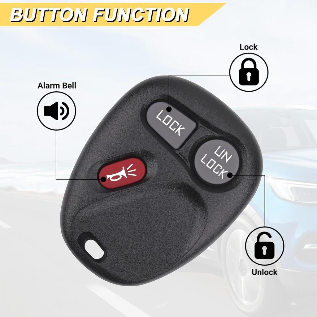 Key Fob for 2001-2002 Chevy Silverado Suburban Tahoe& GMC Sierra Yukon/ 01-04 S10 Sonoma/ 2002 Avalanche Car Keyless,KOBLEAR1XT 15042968, 3 Buttons