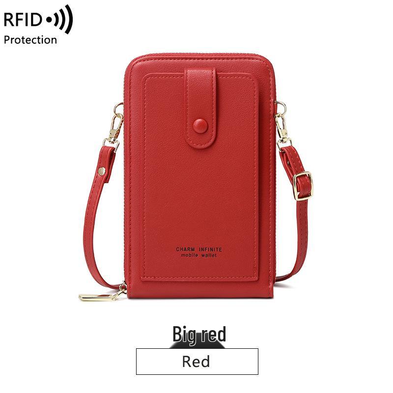 

Женский RFID Сенсорный Кроссбоди Кошелек для Телефона и Карт ярко-красный