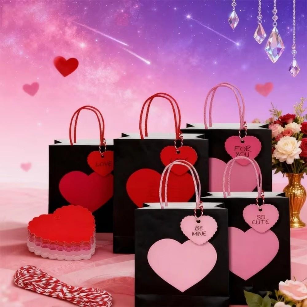 10/12pcs DIY LOVE Heart Shaped Bag Handheld Gift Packing Bag Candy Packaging Bag  Wedding Party