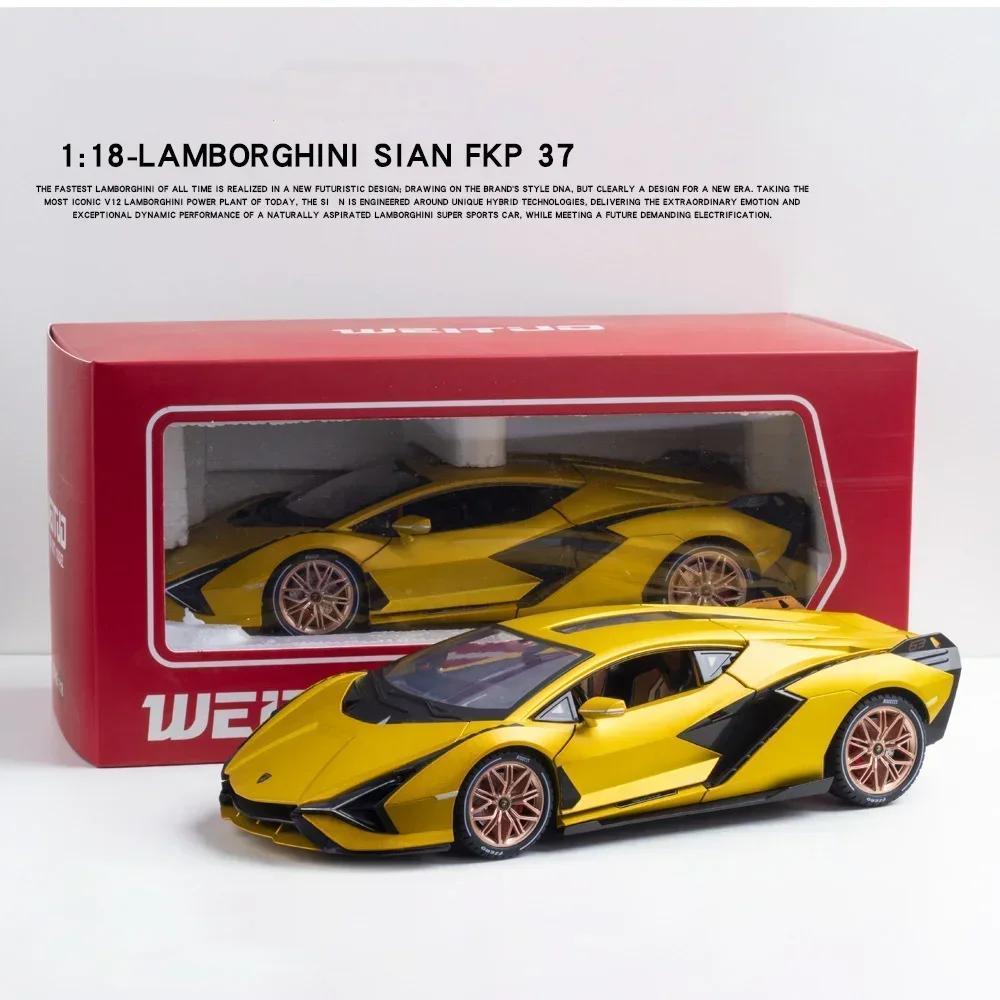 1/18 Lamborghini SIAN FKP37 Car Model Alloy Diecast Boys Toy Supercar High Simulation 4 Door Opened Collections Kids Toy