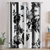 Black White Floral Pattern Curtains Polyester Fabric Suitable Living Room Bedroom Decoration Curtain Machine Washable Perfect For Great