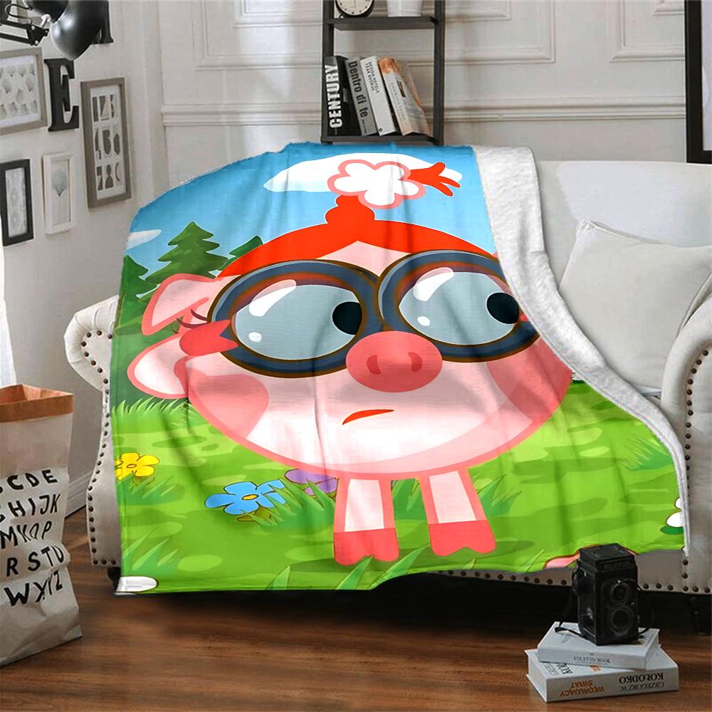 1Pc Cute Cartoon Character KikoRiki Blanket Soft Comfortable Polyester Blanket All Season Warm Throw Bedroom Office Outdoor Use Perfect Christmas Gift