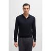 Wool Silk Cashmere Regular Fit Polo Knit Sweater Dark Blue 50509224404