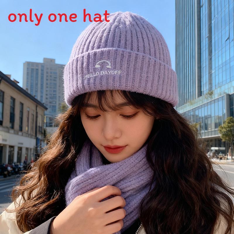 Knit Hat Women Autumn Winter Fashion Letter Embroidery Warm Beanie For Casual Wear