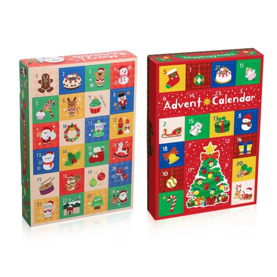 5 Pcs 24-Grid Advent Calendar DIY Fillable Empty Boxes 24-Day Christmas Countdown Calendar Candy Wrapping Boxes for Holiday Christmas Party Favors