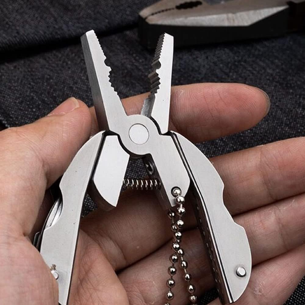 Portable Stainless Steel Multi-Tool Pliers Knife Keychain Screwdriver Travel Kits Perfect For Outdoor Use