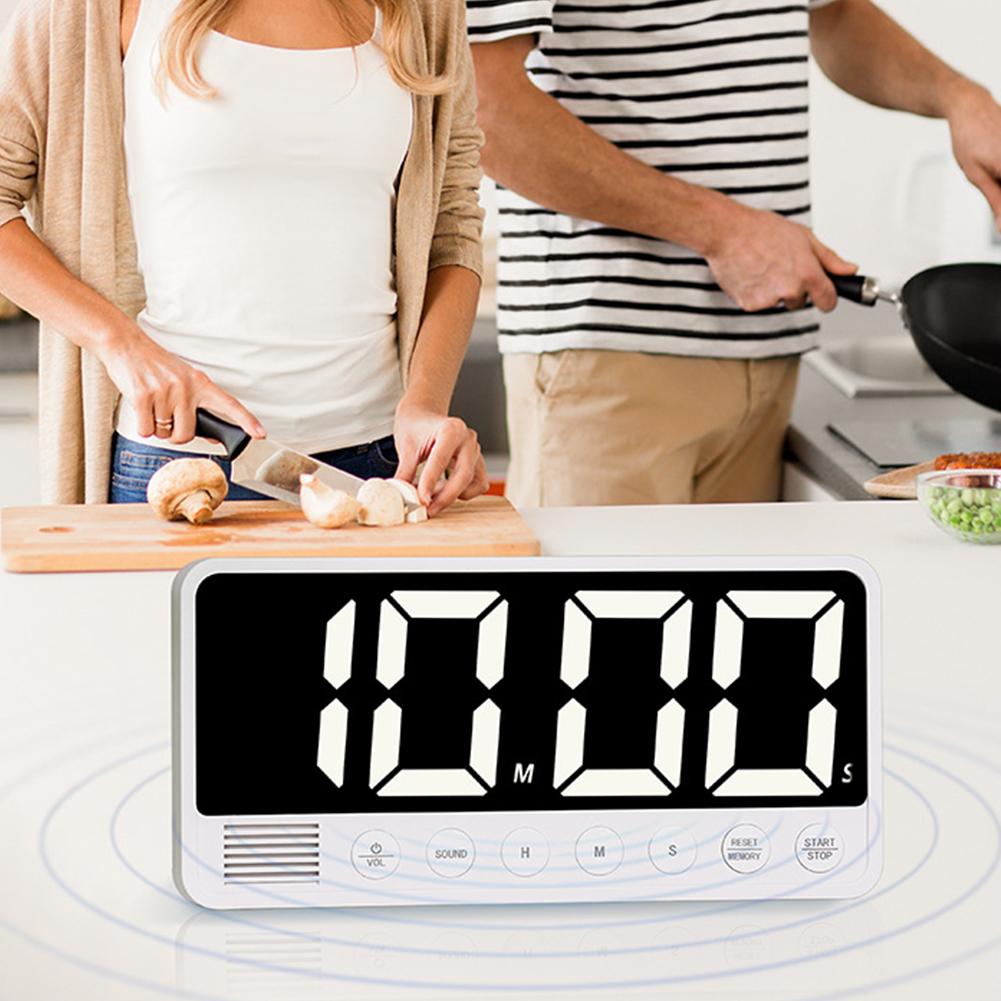 Count UP/Down Timer USB Rechargeable Cooking Timer LED Display Gym Workout Timer Multi-Function Kitchen Accessories bianco