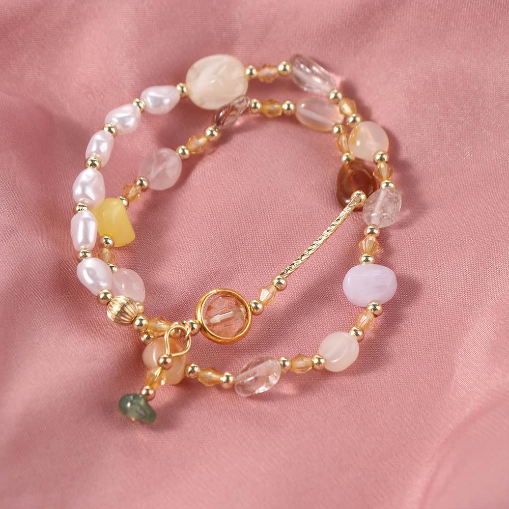Bangle Crystal Beaded Bracelet Stacking Bead String Bracelet Double-Layer Pearl Bracelet  Gifts