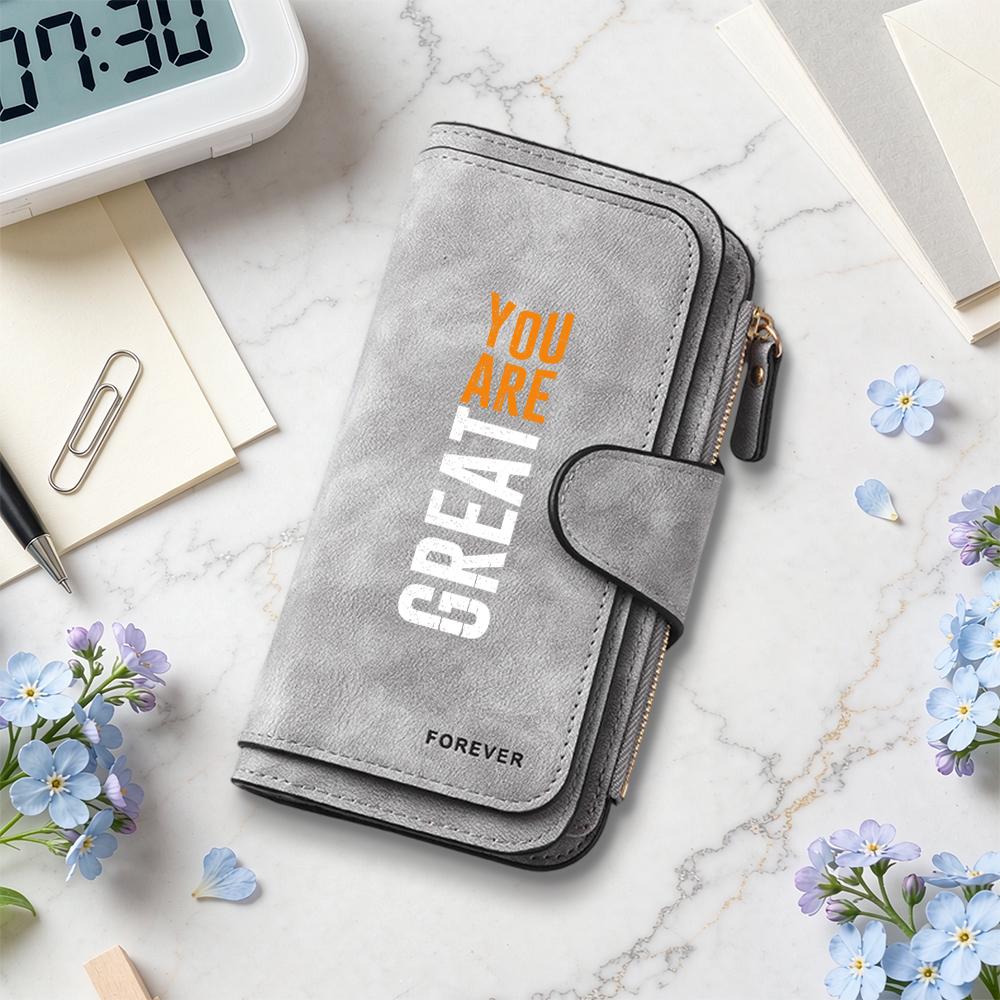 Stylish Long Wallet with Inspirational Slogan Durable