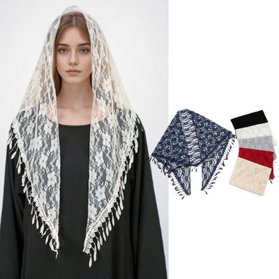 Elegantes Schultertuch aus Spitze Dreieckstuch mit Quasten und Blumenmuster für Damen Ideal für Hochzeiten und Reisen