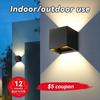 Modern Outdoor Staircase & Garden Waterproof Black White Square High Brightness LED Aluminum Wall Lamp