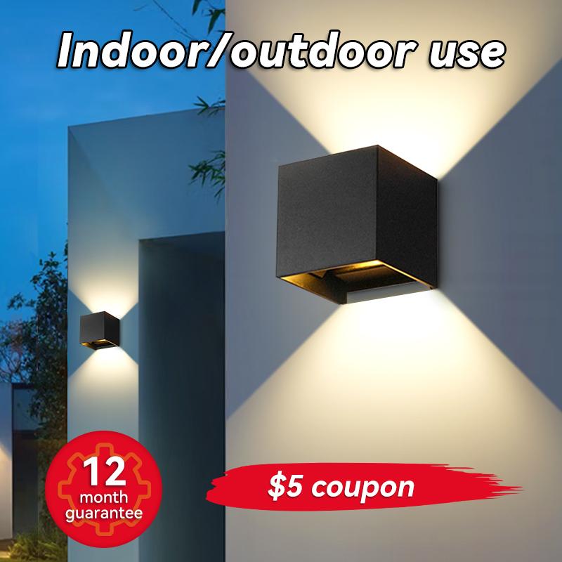 Modern Outdoor Staircase & Garden Waterproof Black White Square High Brightness LED Aluminum Wall Lamp