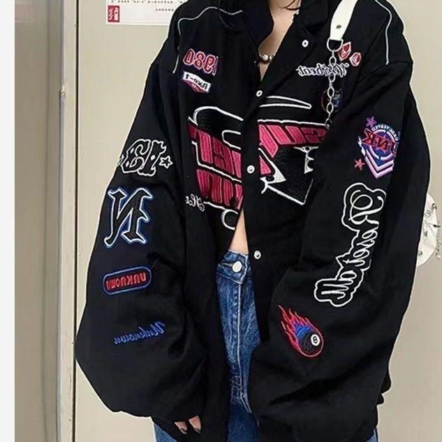 Women Spring Autumn Oversize Gothic Japan Hip Hop Hoodie Sweatshirt Harajuku Punk Hoodies Tops Cool Baseball Uniform Girl