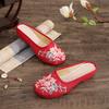 Cloth tow versatile embroidered bag head linen slippers low heel ethnic style mother shoes daily home home women's shoes