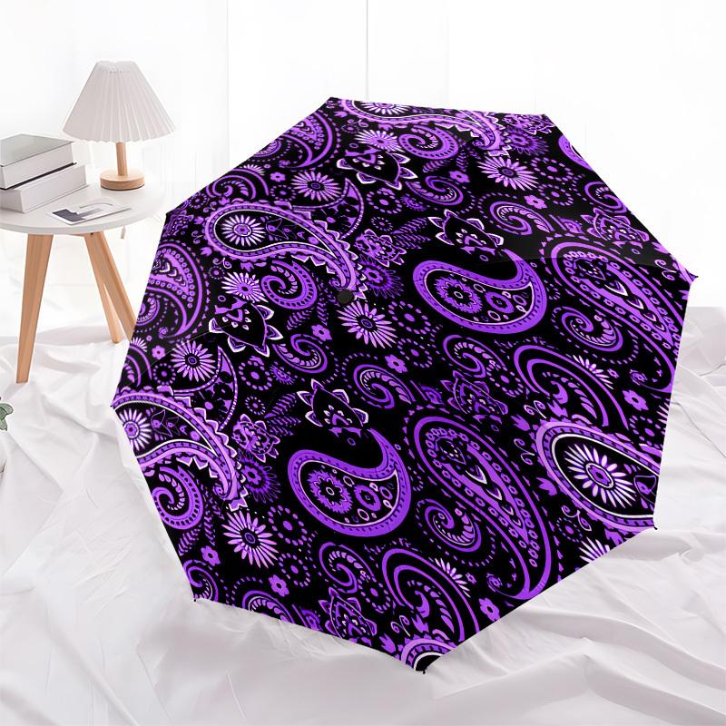 

1pc Purple Paisley Pattern Design Umbrella with Plastic Handle,Suitable for All Seasons UmbrellaPT457