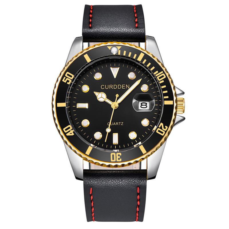 Men's Fashion Quartz Watch with Calendar, Simple Leather Strap, Student Design