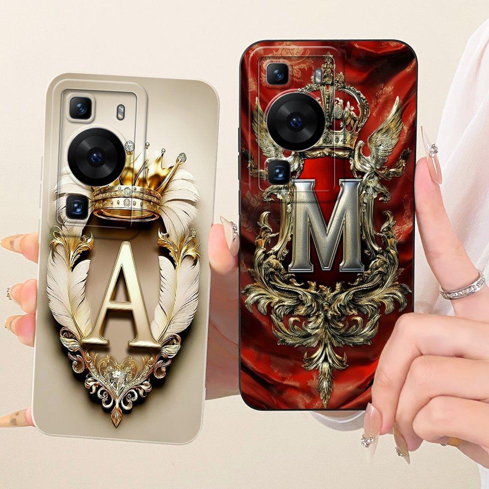 For Huawei P60 LNA-LX9 Case For Huawei P60 Pro MNA-AL00 Cover Luxury A-Z Letters 2D Painted Silicone Casing