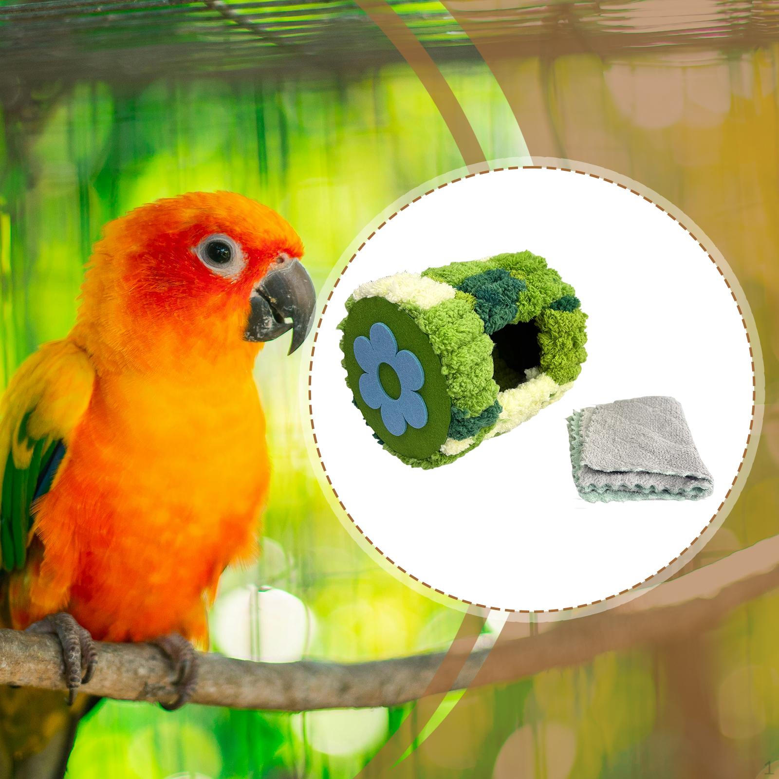 

Winter Warm Bird Nest Hideaway Cage Accessory Decorative Shed Hut Parrot Bed for Conures, Green