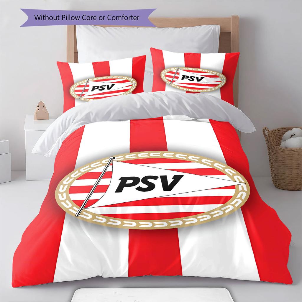 PSV Eindhoven Pattern Bedding,Quilt Set Quilt Cover Pillowcase Home Birthday Gift(1 * Duvet Cover + 2 * Pillowcase, Without Core)
