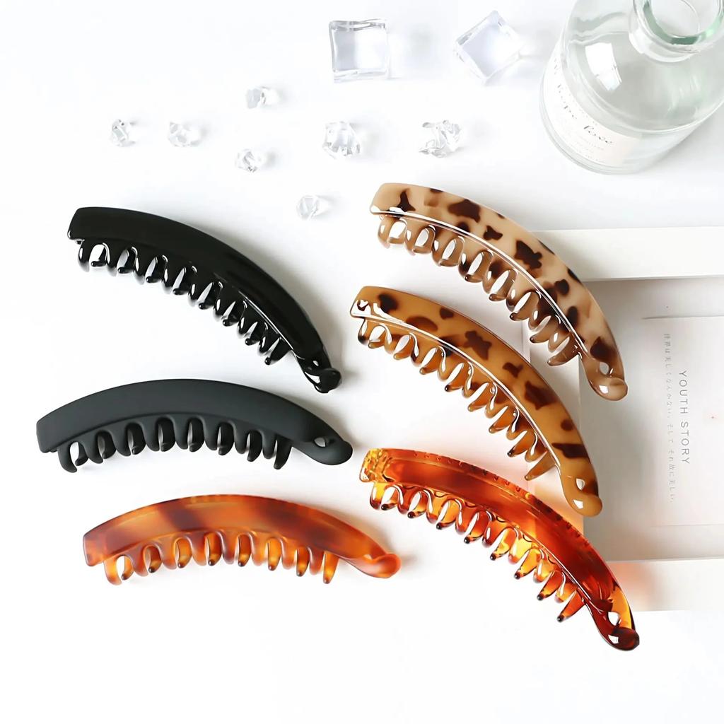 Banana Hair Claw Clips Clamp Barrettes Big Women Hairgrips Hairpin Girls Ponytail Hair Accessories Leopard Headwear