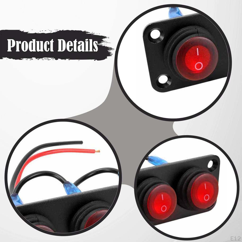 Rocker Switch Panel Mount Pre Wired on Off Toggle Screw Mounting Waterproof for RV Truck