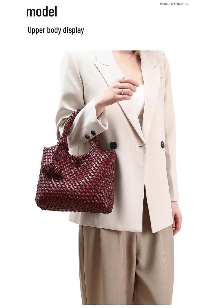 Borsa a Mano Intrecciata in Morbida Pelle di Nicchia Madre-Figlia per Donna - Borsa Tote alla Moda a Spalla Singola e Crossbody