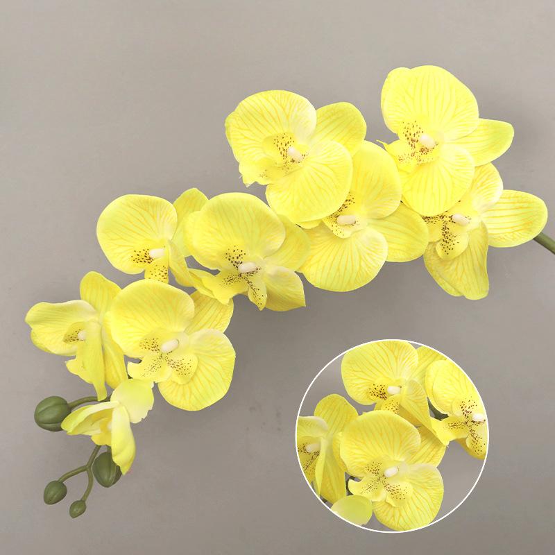 

1 шт. 69 см Штучні гілки квіток фаленопсису для квіткової композиції, весільної вечірки, домашнього декору, стебла штучної орхідеї з реалістичним дотиком жовтий