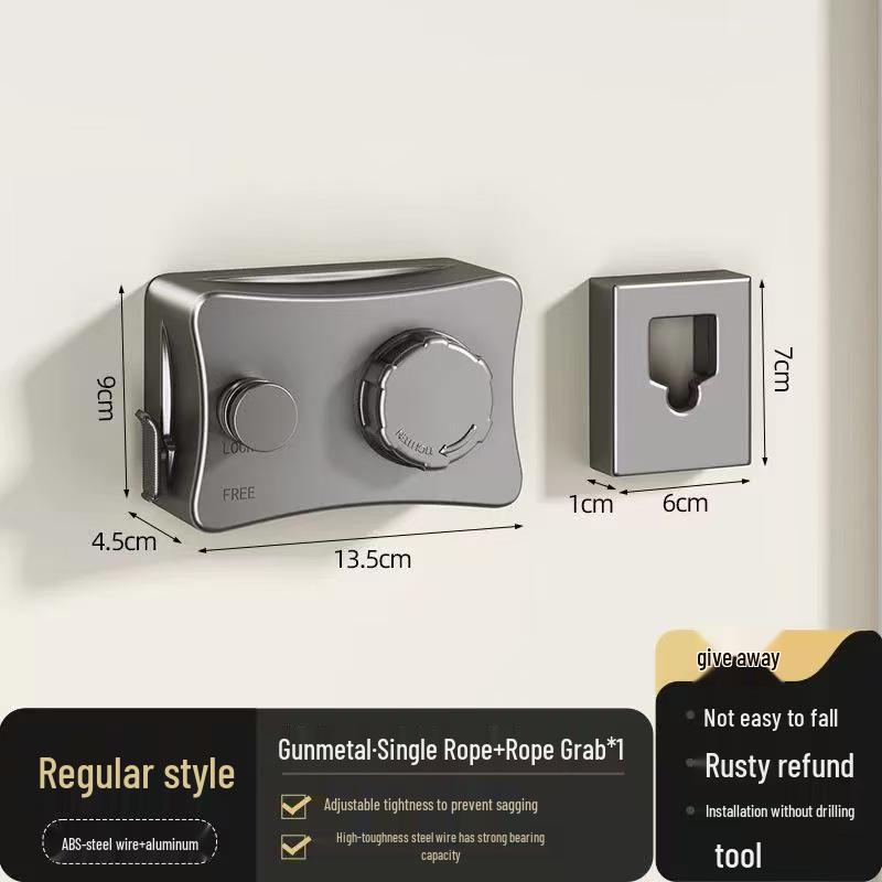 Dual-Line Retractable Indoor Clothesline, Wall-Mounted Stainless Steel, No-Drill Installation