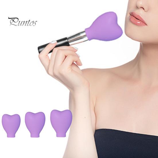 Brush Covers 3Pcs Makeup Colored Heart Shape Soft Dustproof Silicone Sleeve Protect Bristles Portable Blush Foundation Protective Case Accessories