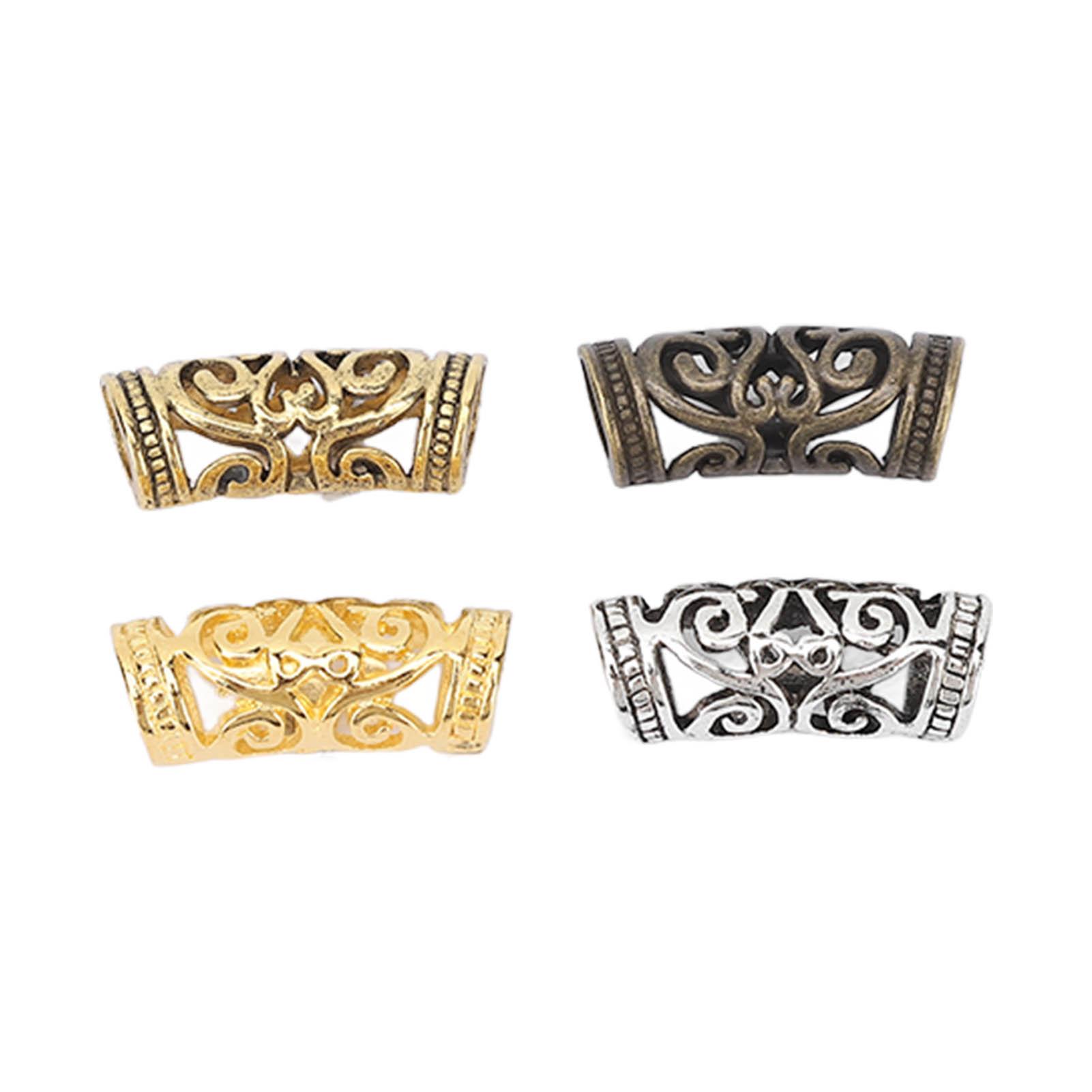 

48Pcs Hair Dreadlocks Beads 4 Colors Vintage Alloy Hair Beard Bead for Hair Braiding DIY Jewelry Decoration