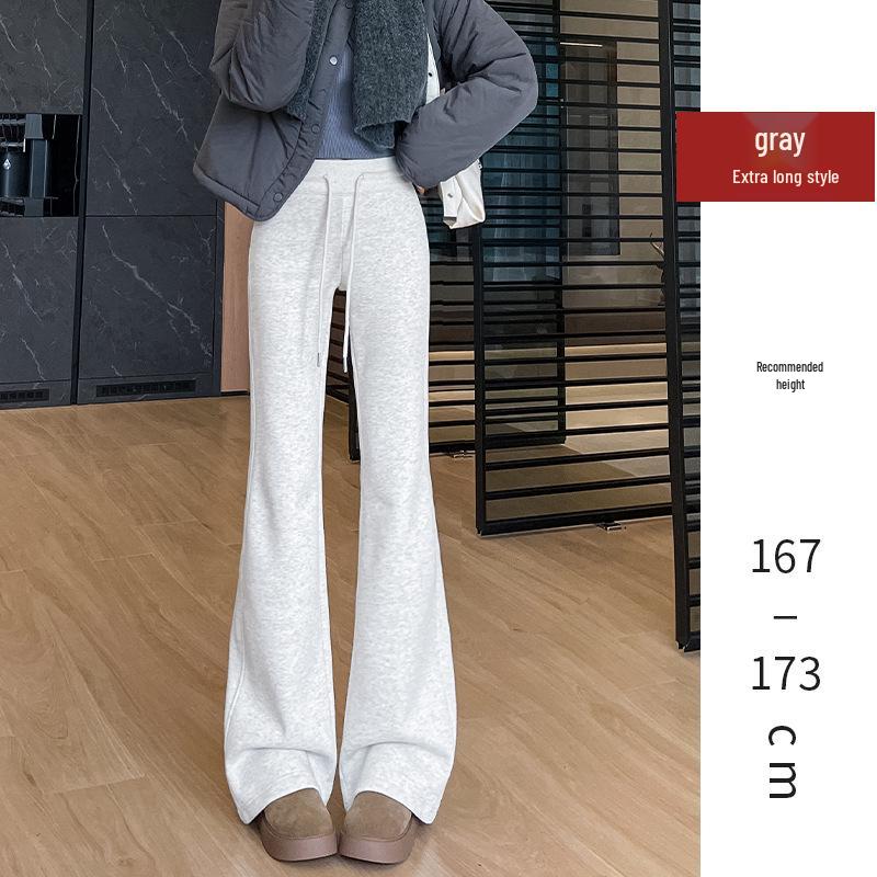

Women s Micro-Flared Wide-Leg Sweatpants with Velvet, Petite Fit, Casual Gray, New for Autumn/Winter 2026 L (111-120 lbs)