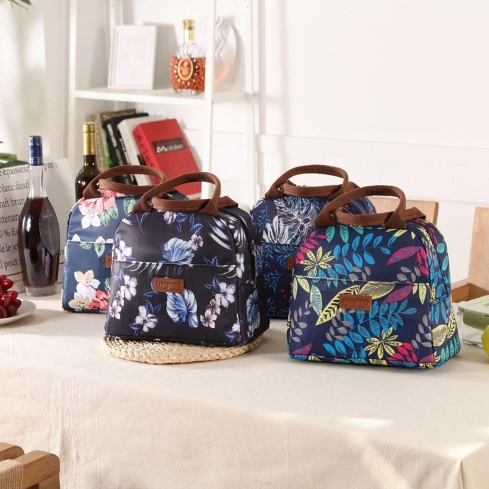 Thermal Insulated Picnic Bags Handbag Flower Color Insulated Lunch Bag Outdoor Storage   Workers