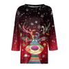 Women's Round Neck Tops Cotton Women's Casual Fashion Floral Print  Long Sleeve O-Neck Pullover Top Blouse